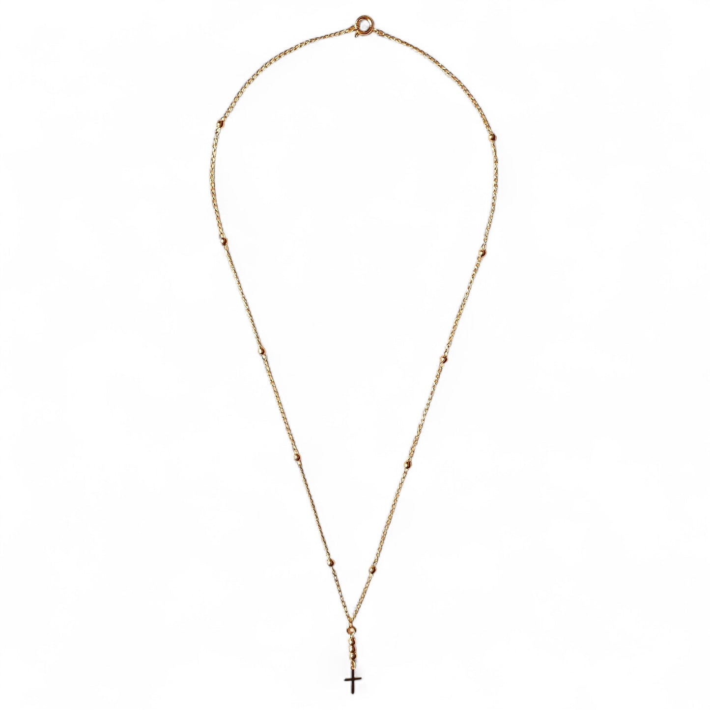 Cross Beaded Chain Necklace in 18K Gold Filled