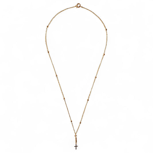 Cross Beaded Chain Necklace in 18K Gold Filled