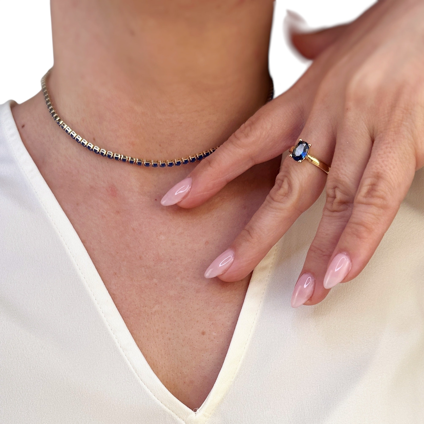 Royal Blue CZ Solitaire 18k Gold Filled Ring