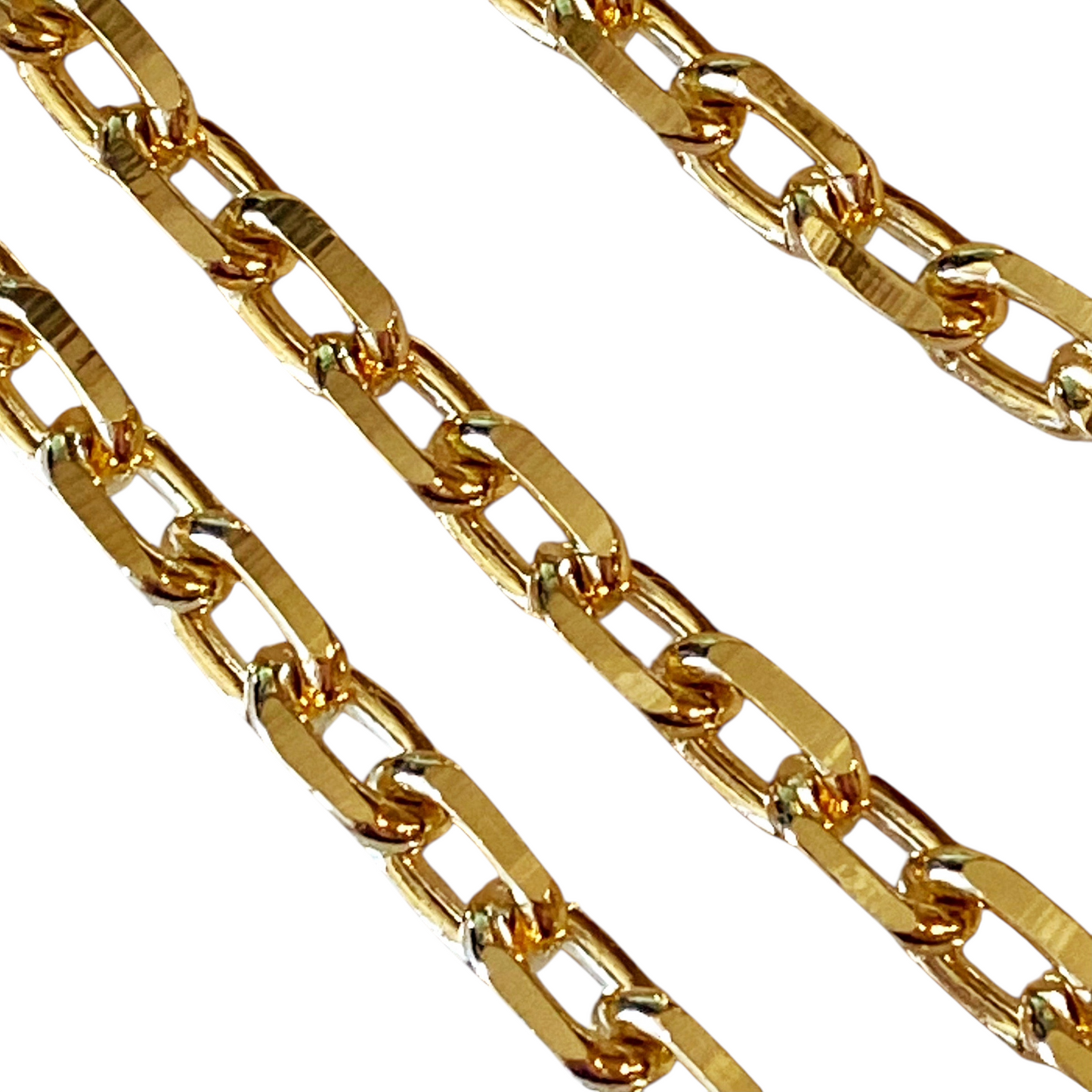 7mm Diamond Cut Anchor Chain 18K Gold Filled Necklace