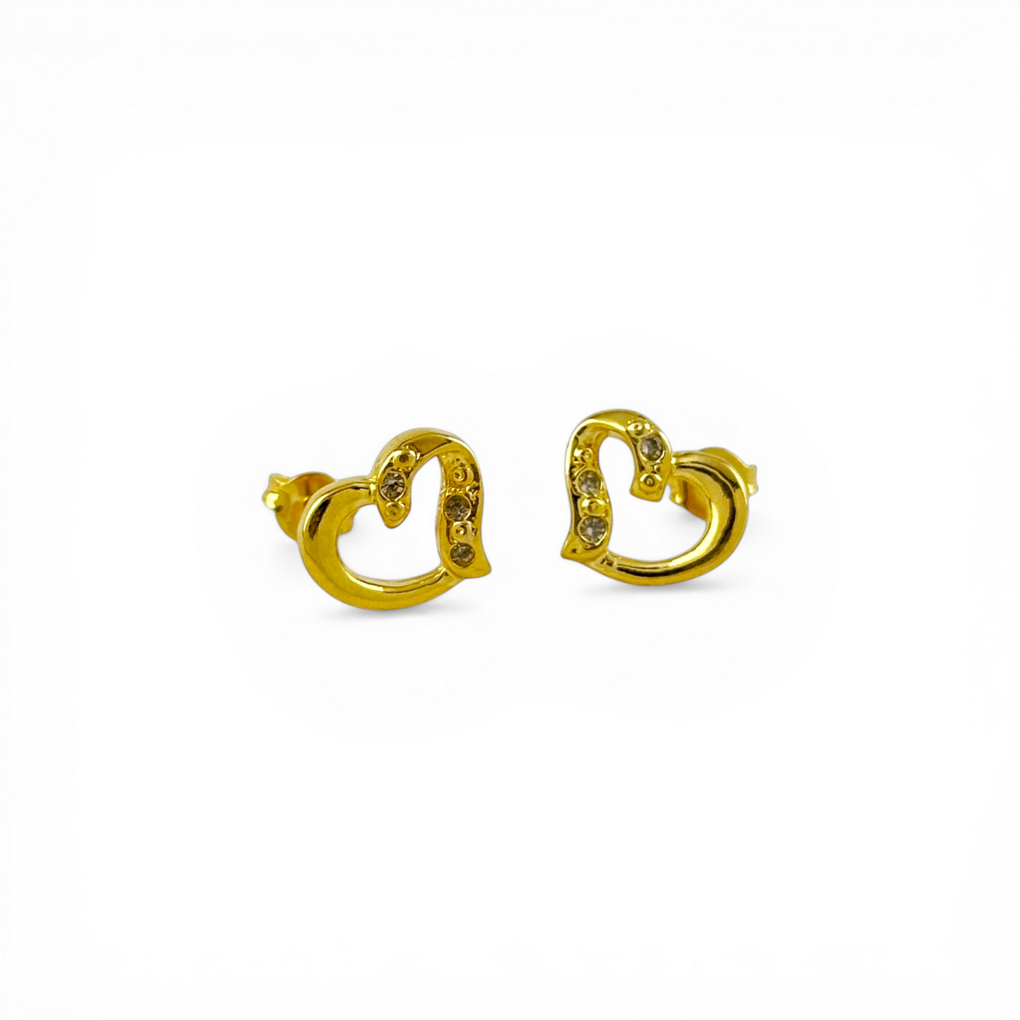 12mm Open Heart with CZ 18K Gold Filled Stud Earrings