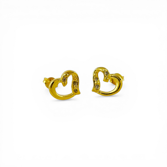 12mm Open Heart with CZ 18K Gold Filled Stud Earrings