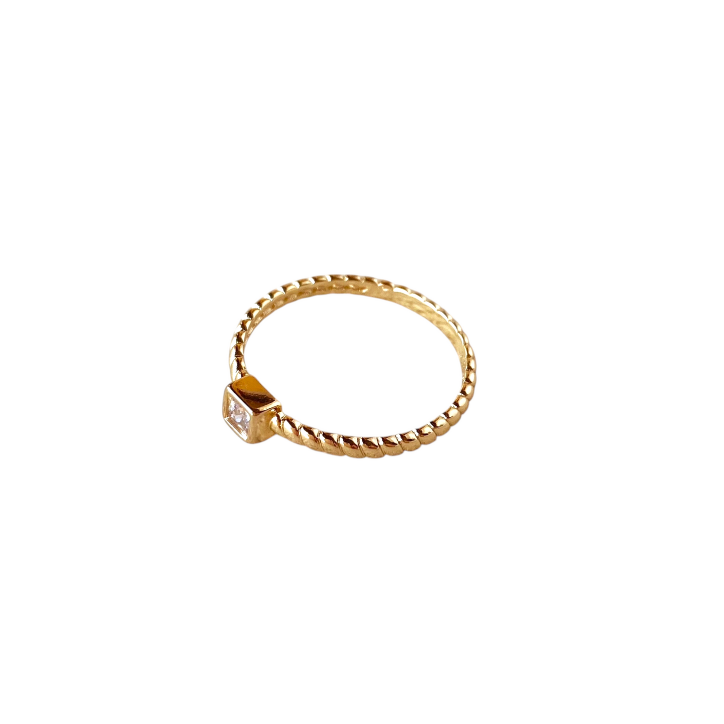 CZ Twisted Solitaire 18k Gold Filled Ring