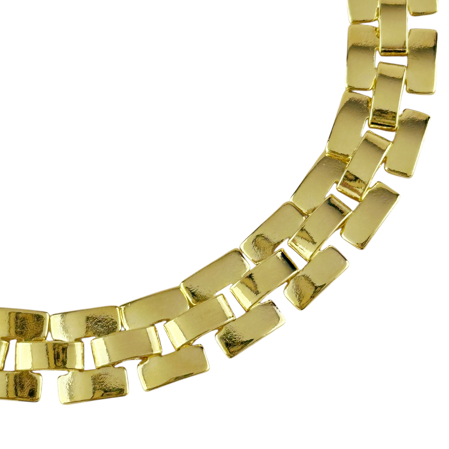 9mm Brick Band Link 18K Gold Filled Bracelet