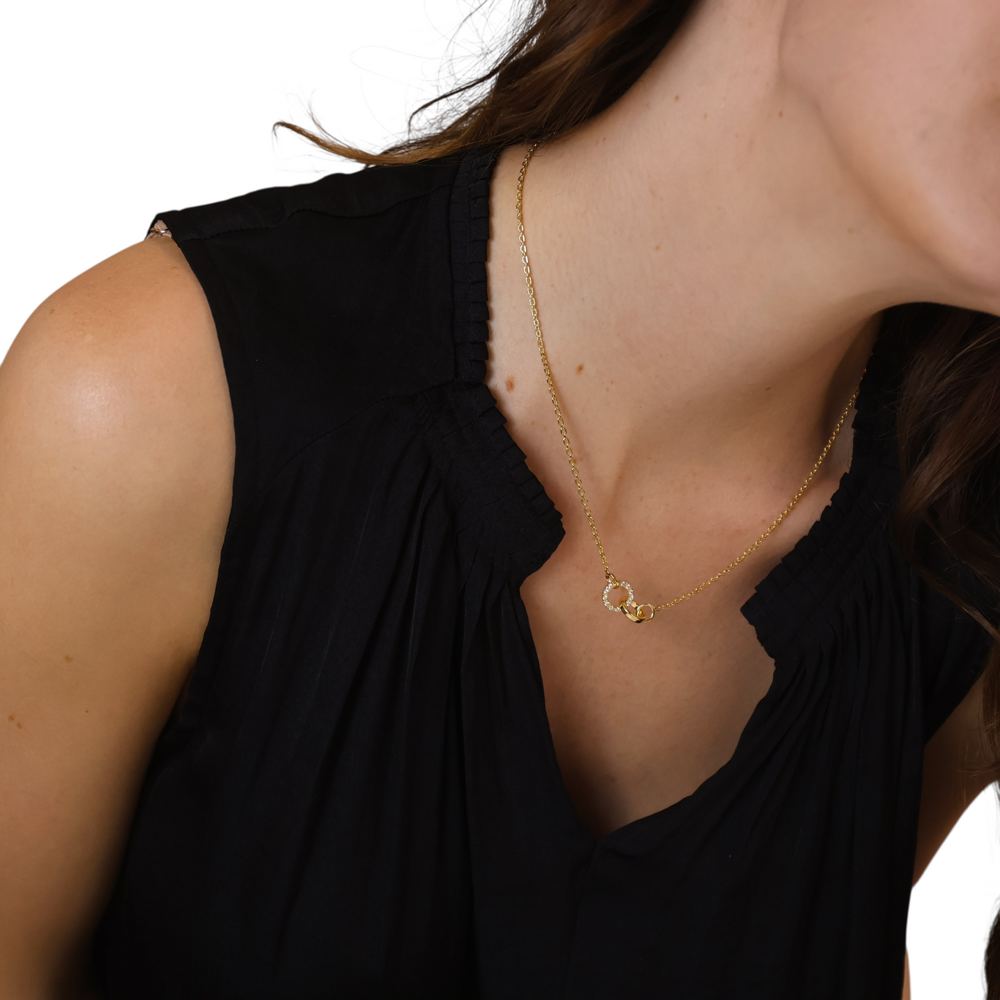 Interlocking Circles CZ 18k Gold Filled Necklace