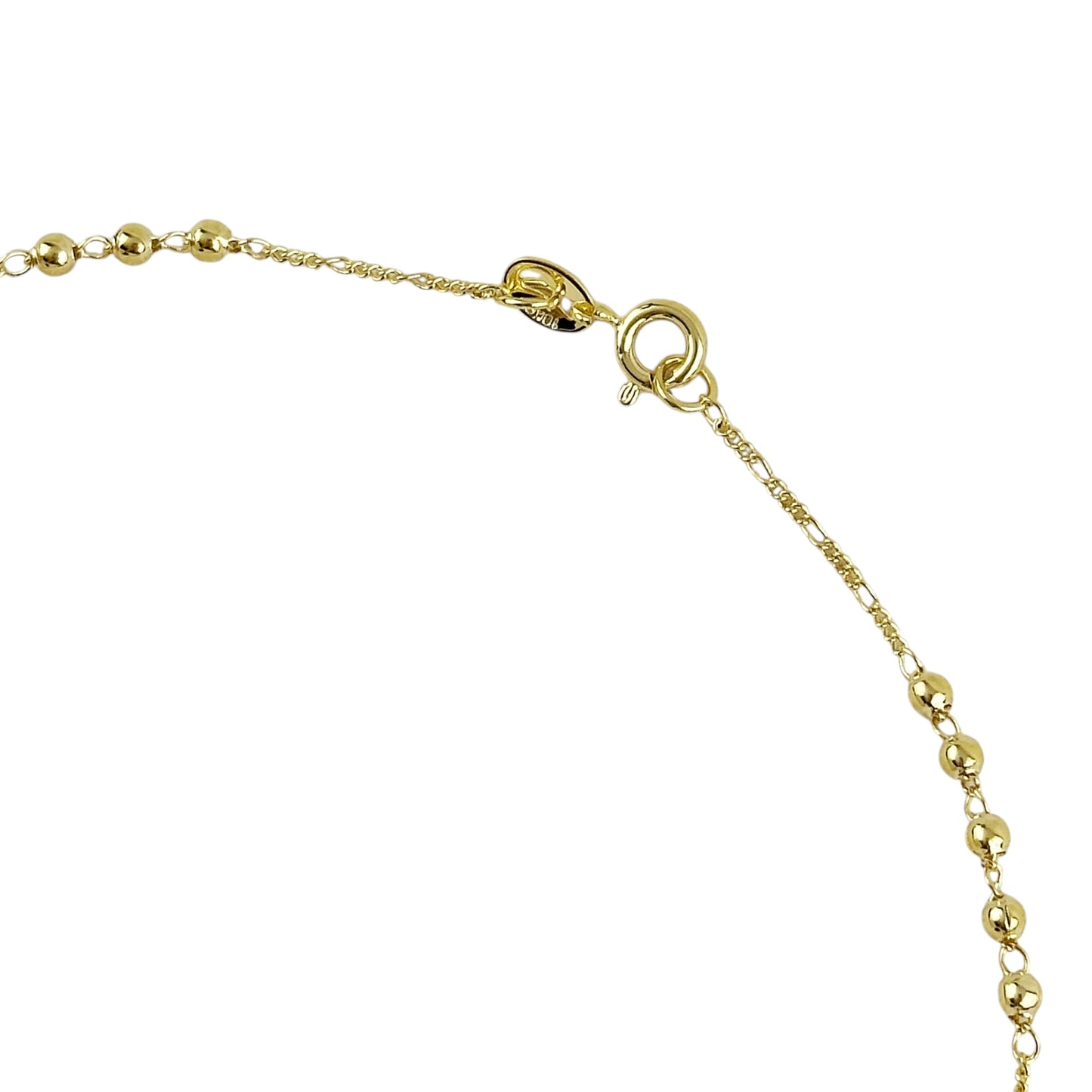 18" Our Motther of Grace Black Bead Rosary 18k Gold Filled  Necklace