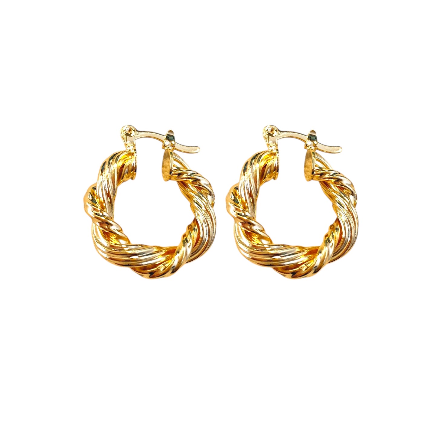 21mm Double Twisted Tube Hoop 18k Gold Filled Earrings