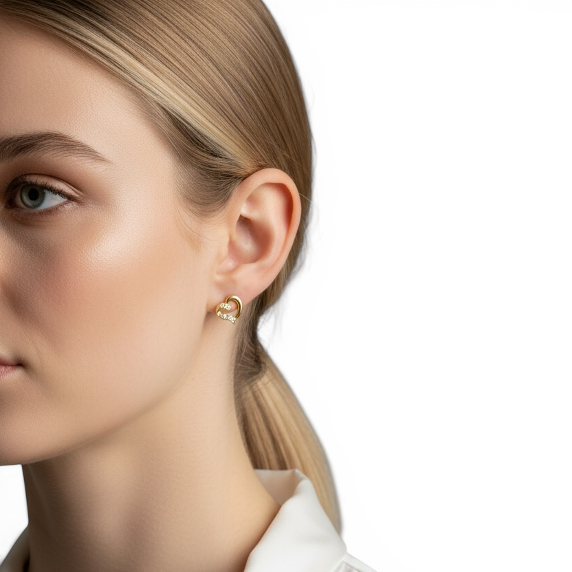 12mm Open Heart with CZ 18K Gold Filled Stud Earrings
