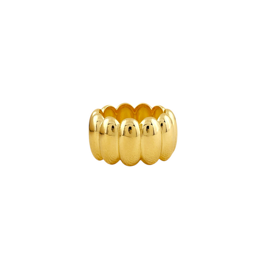 14mm Wavy Wide Band 18k Gold Filled Ring