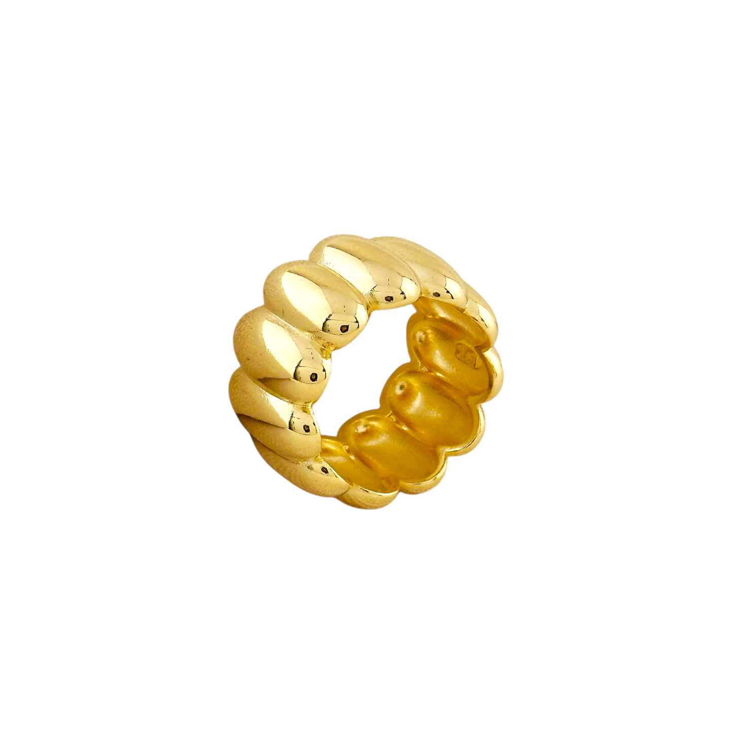 14mm Wavy Wide Band 18k Gold Filled Ring