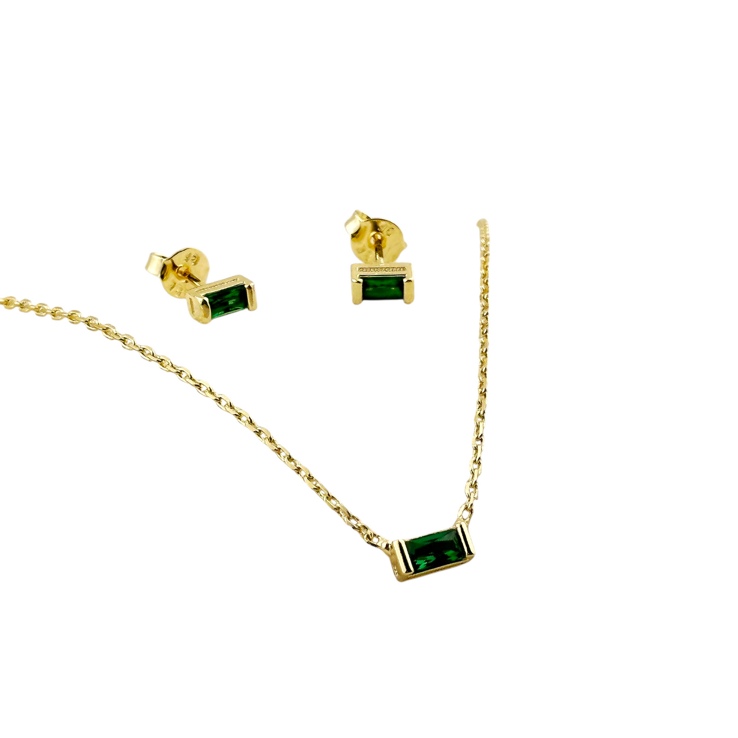 Birthstone CZ Set 18K Gold Filled Necklace & Earrings