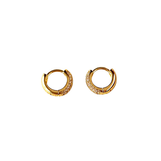 9mm CZ Huggie Hoop 18K Gold Filled Earrings