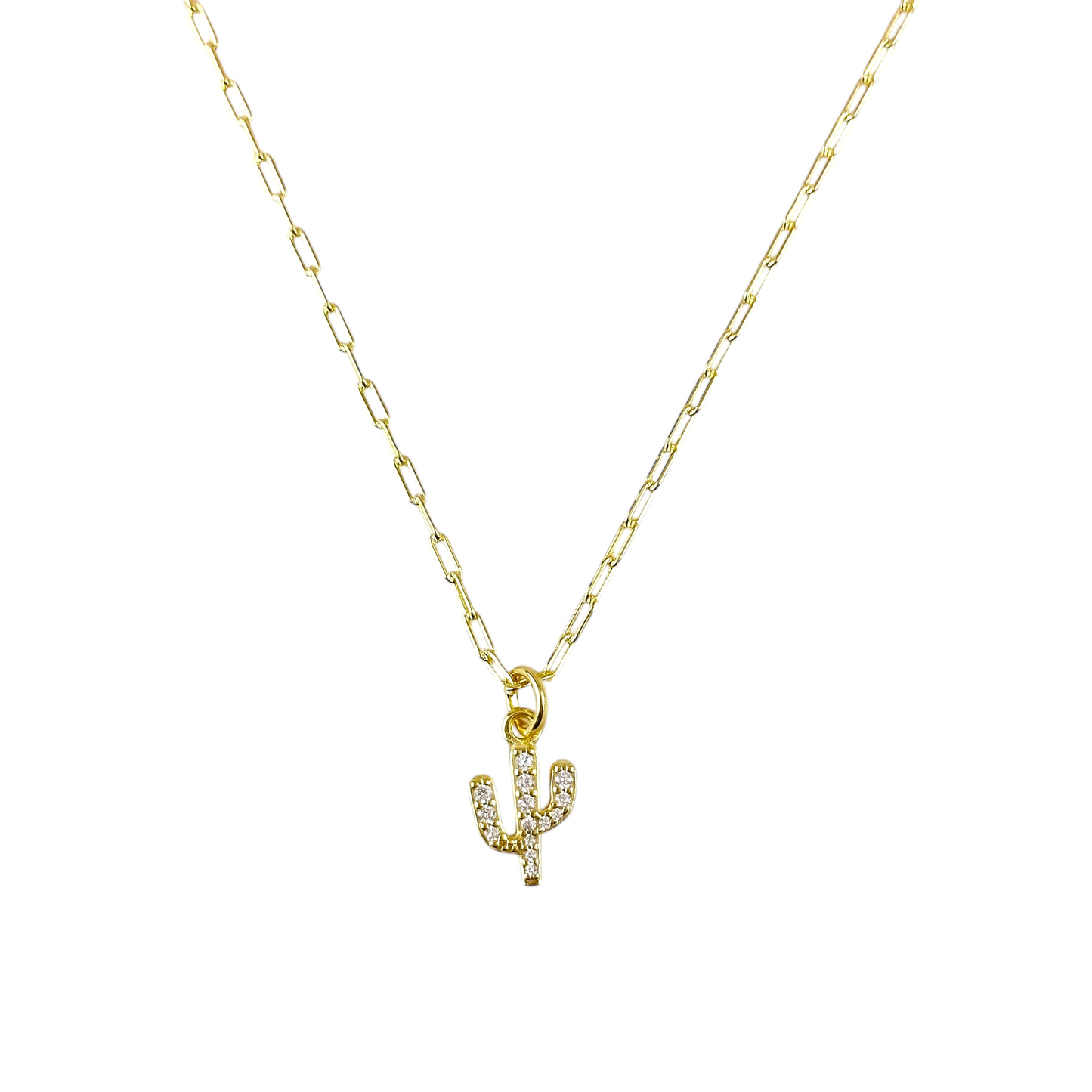 Cactus Pavé CZ 18mm 18K Gold Filled Charm