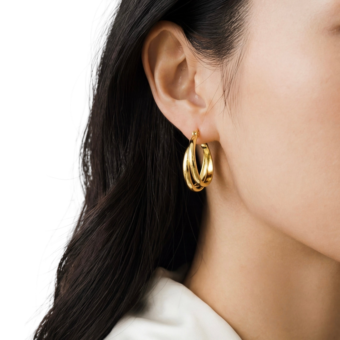 28mm Intertwined Double 18K Gold Filled Hoop Earrings