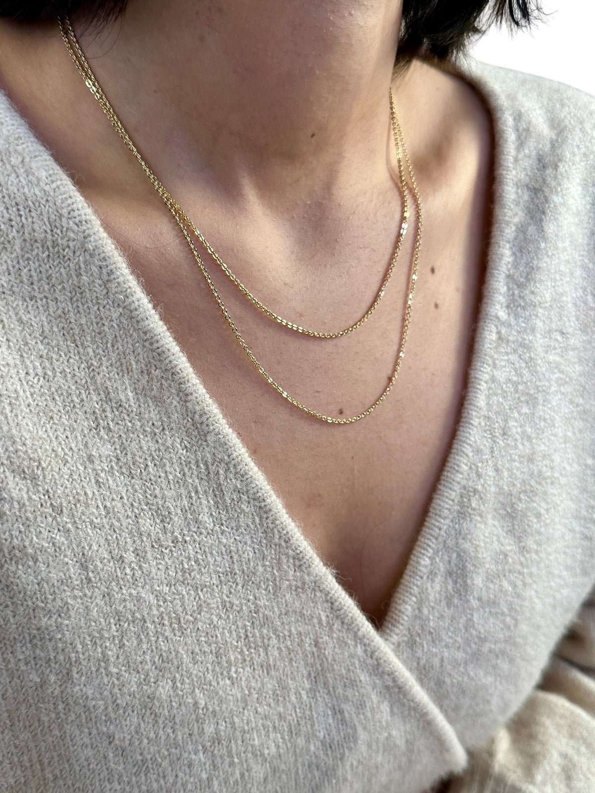 Cable Chain 1.45mm Necklace in 18K gold-filled, view 5