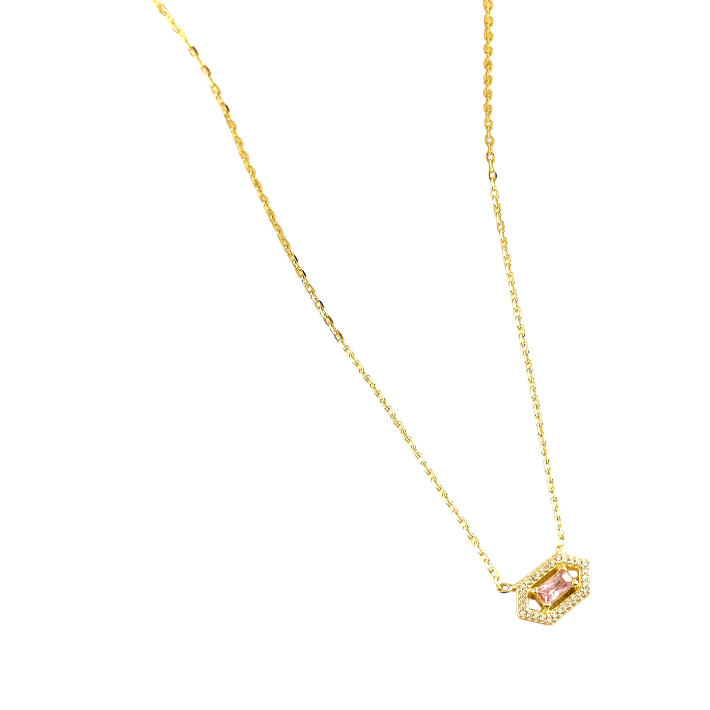 Baguette Birthstone Pendant 18k Gold Filled Necklace