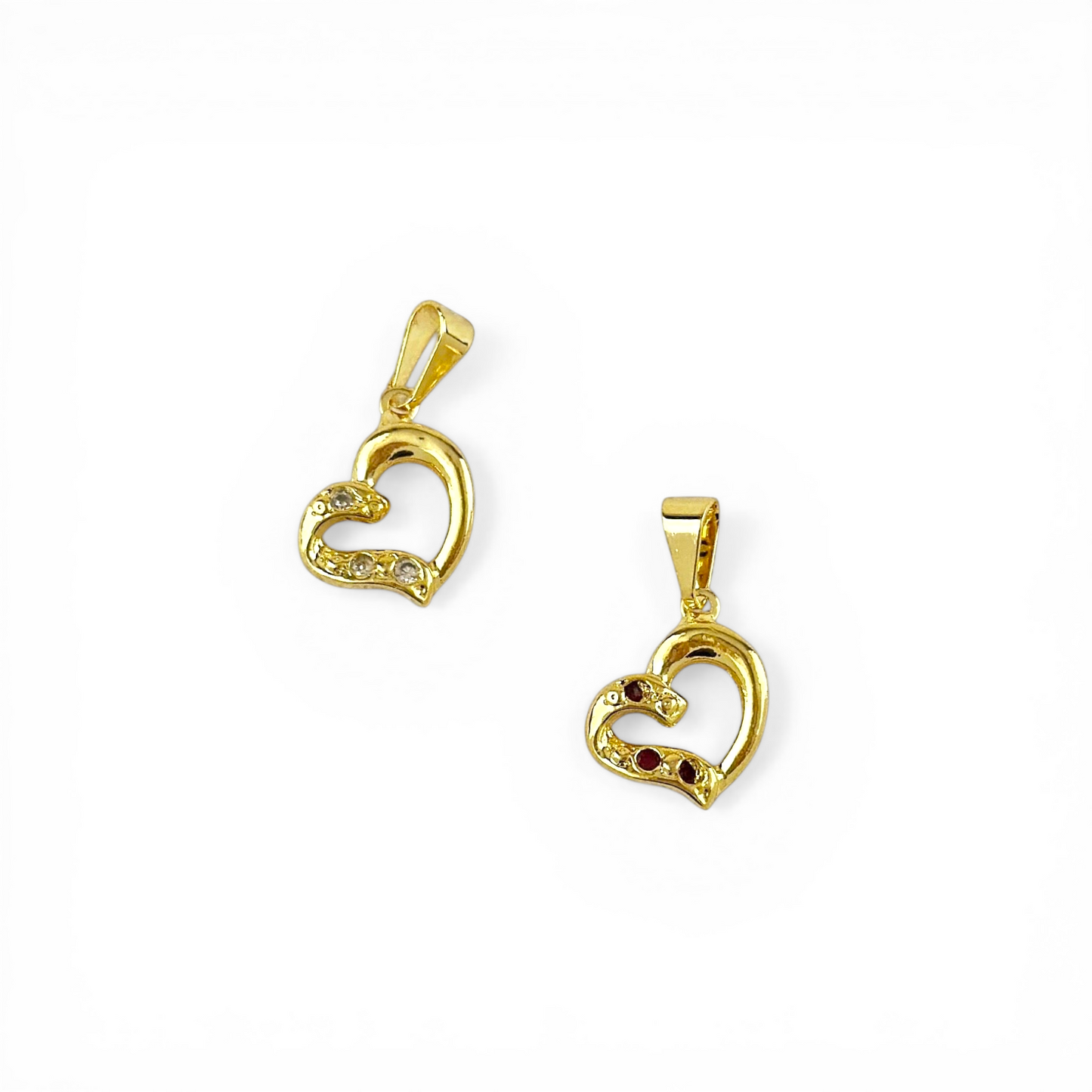 Hollow Heart CZ 18K Gold Filled Pendant