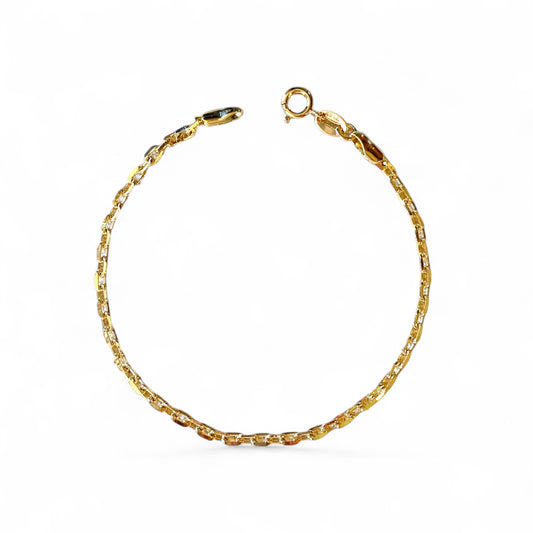 Diamond Cut Anchor Link Chain 18K Gold Filled Bracelet