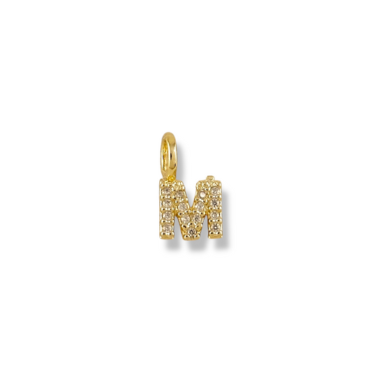 12mm Pavé Initial Letter 18k Gold Filled Charm