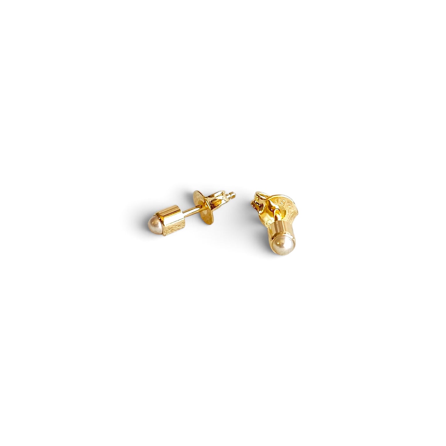 Petite Pearl Cabochon 18K Gold Filled Stud Earrings