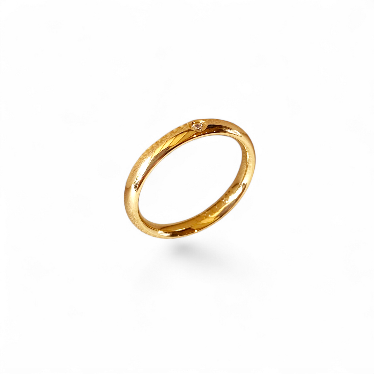 3mm Band with CZ Detail 18K Gold Filled Ring
