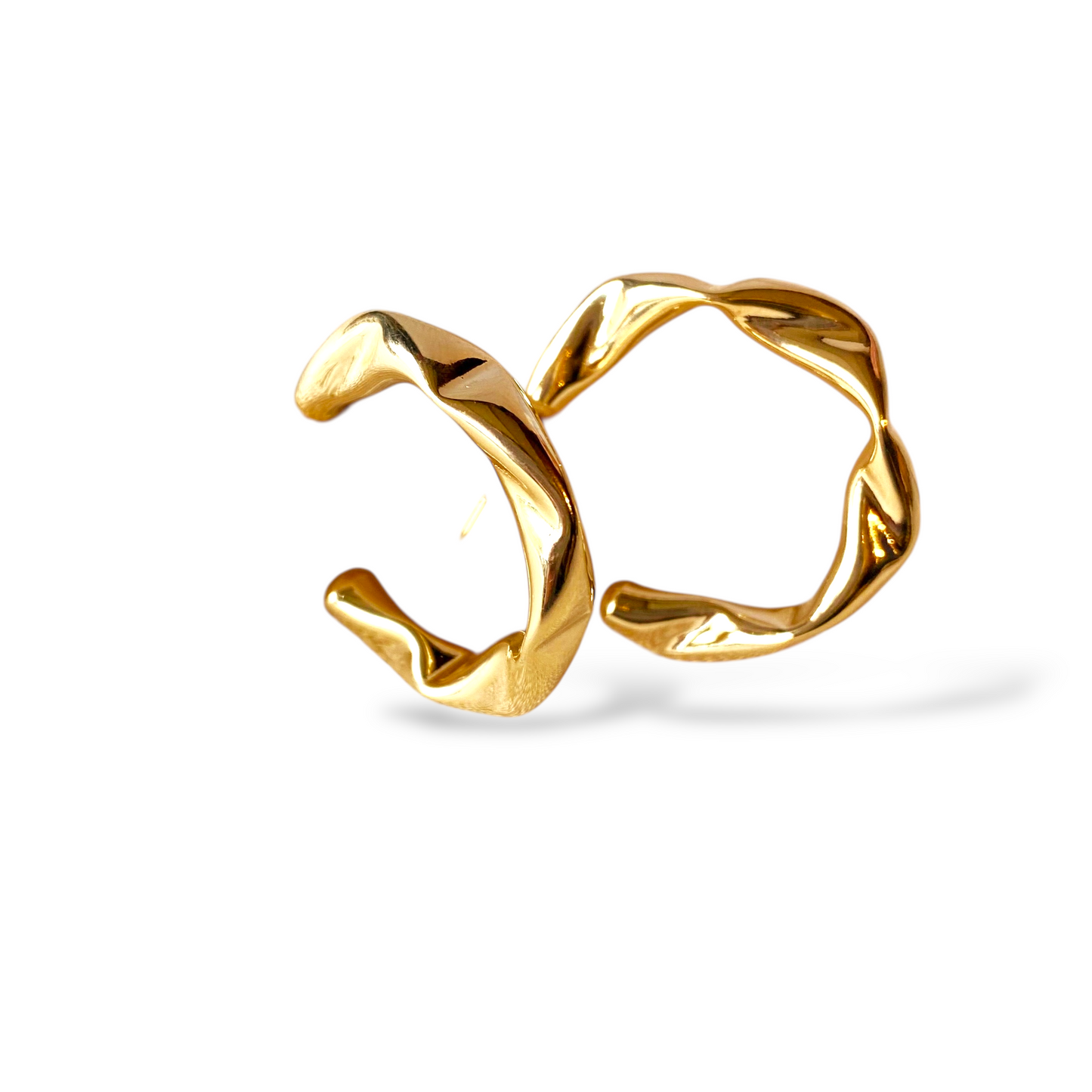 27mm Textured Twist Open Hoop 18K Gold Filled Earrings