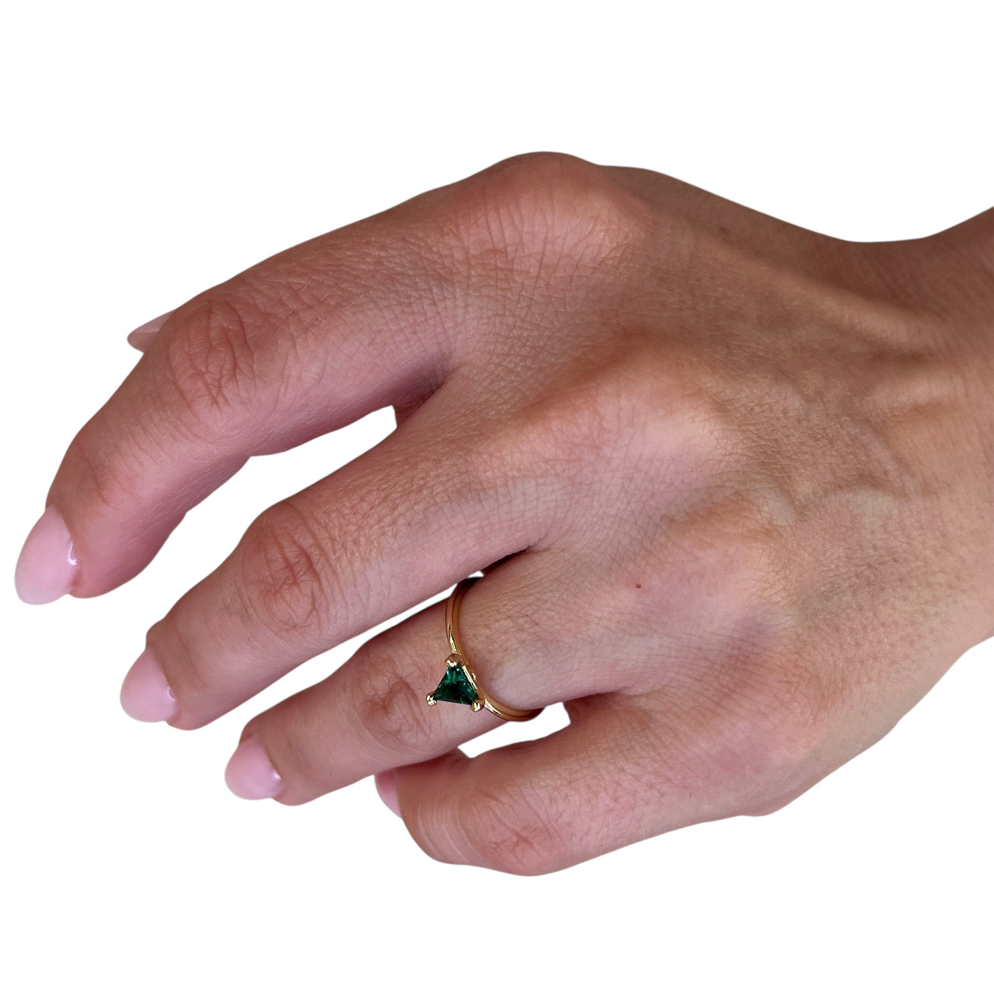 Triangle Cut CZ Solitaire 18k Gold Filled Ring