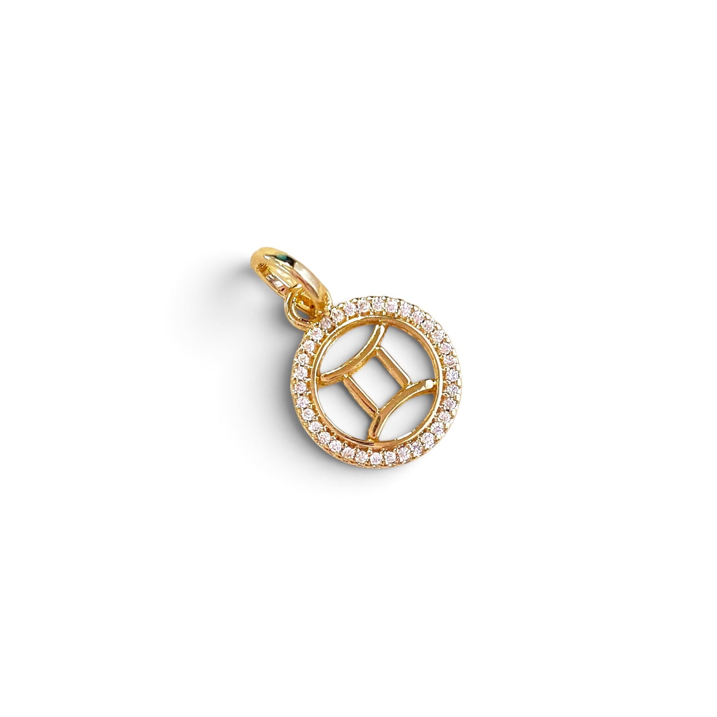 Gemini Zodiac CZ 17mm 18K Gold Filled Pendant