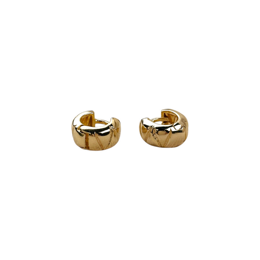 11mm Diamond Cut Bold Huggie Hoop 18k Gold Filled Earrings