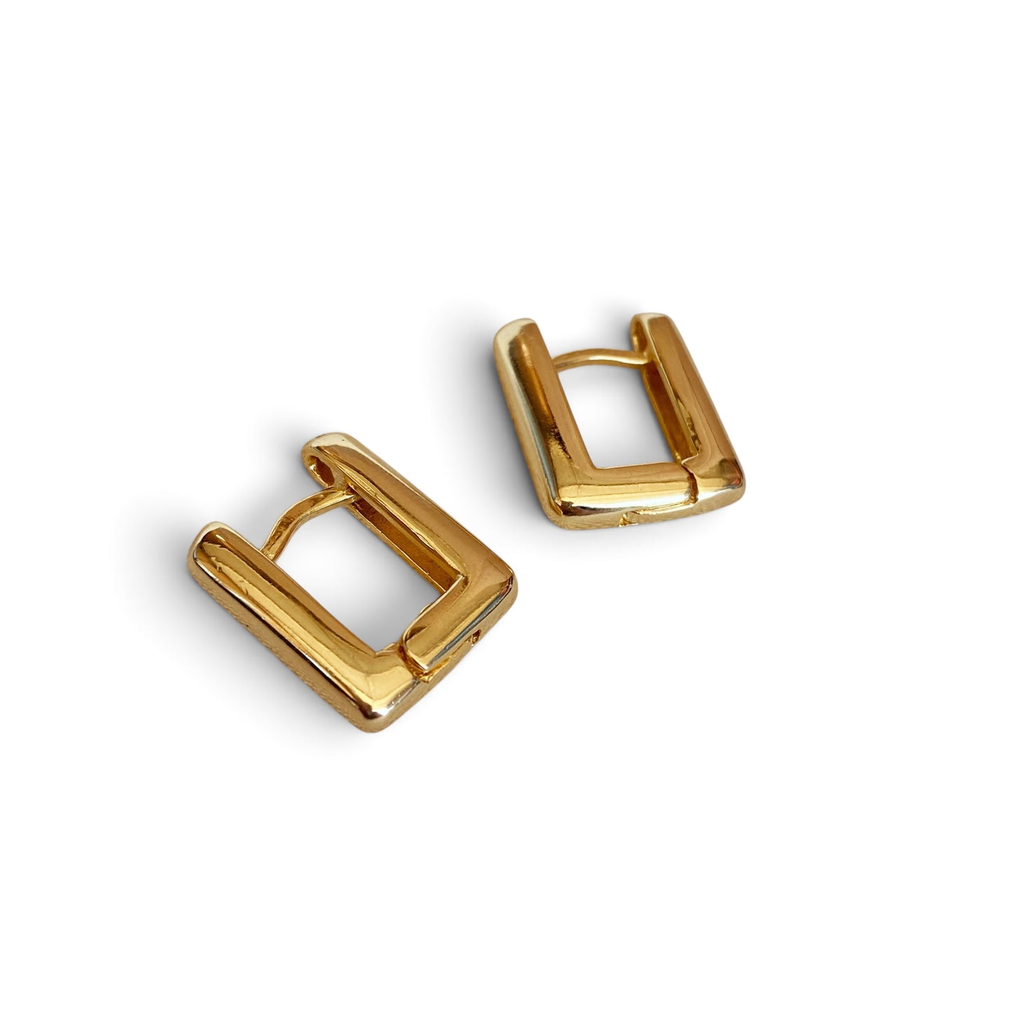 Rectangle Huggie 15mm 18K Gold Filled Hoop Earrings