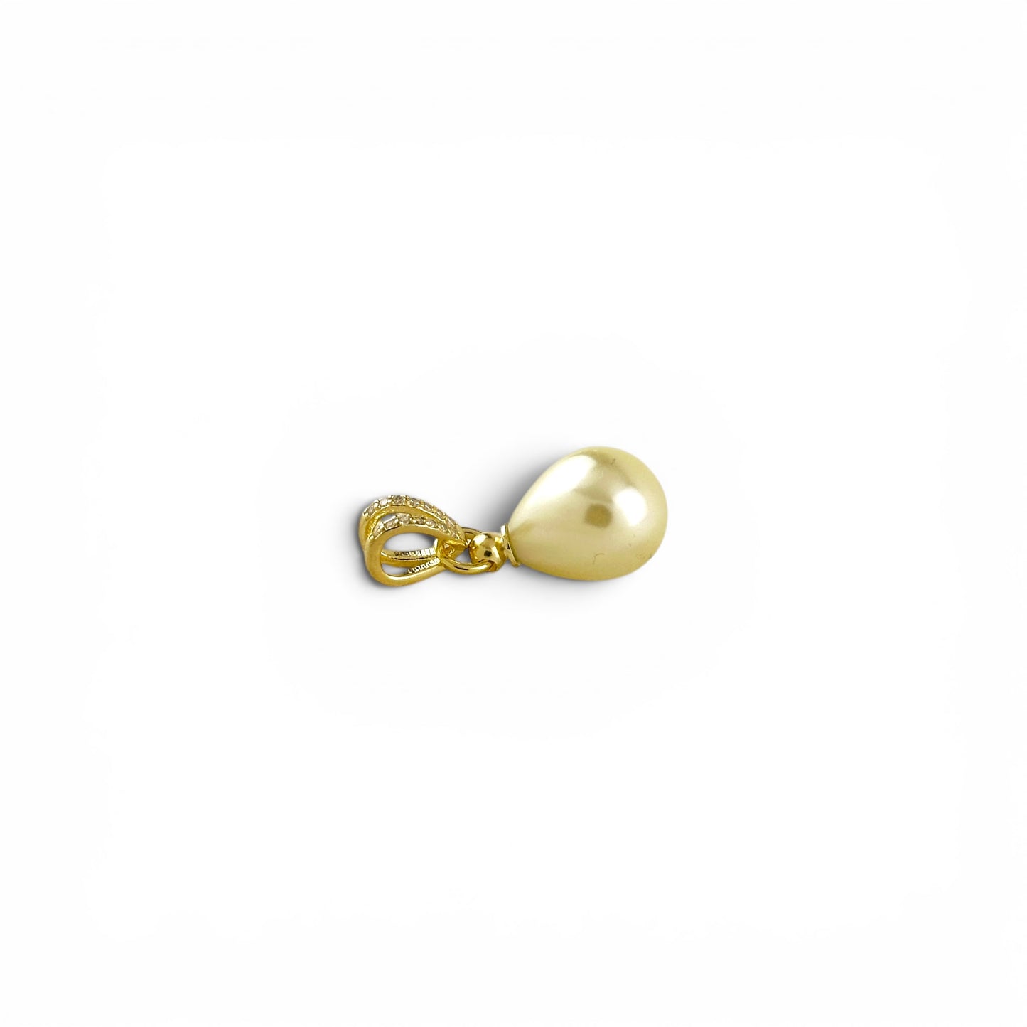 Teardrop Pearl Pavé CZ 27mm 18K Gold Filled Pendant