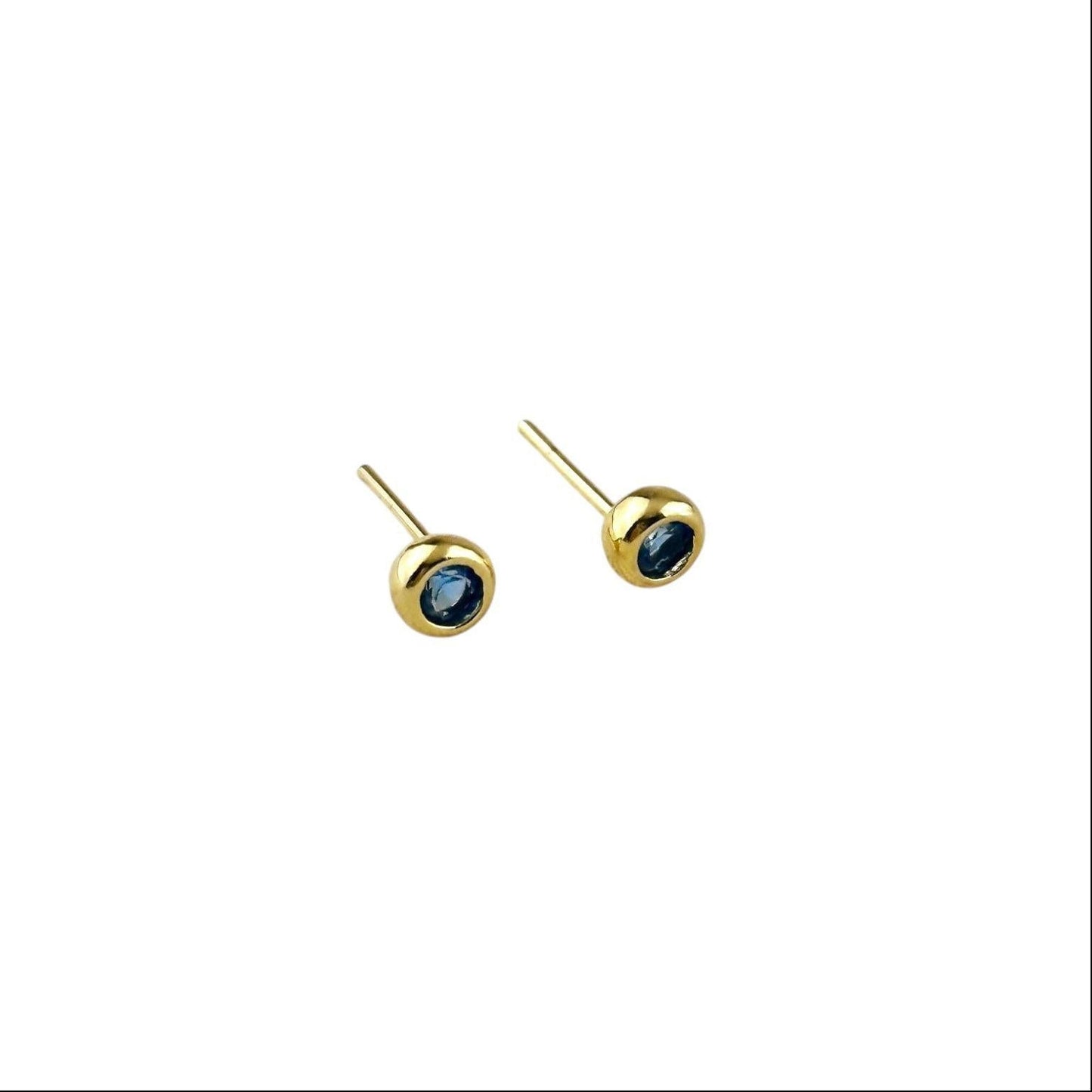Round Birthstone Stud 18K Gold Filled Earrings