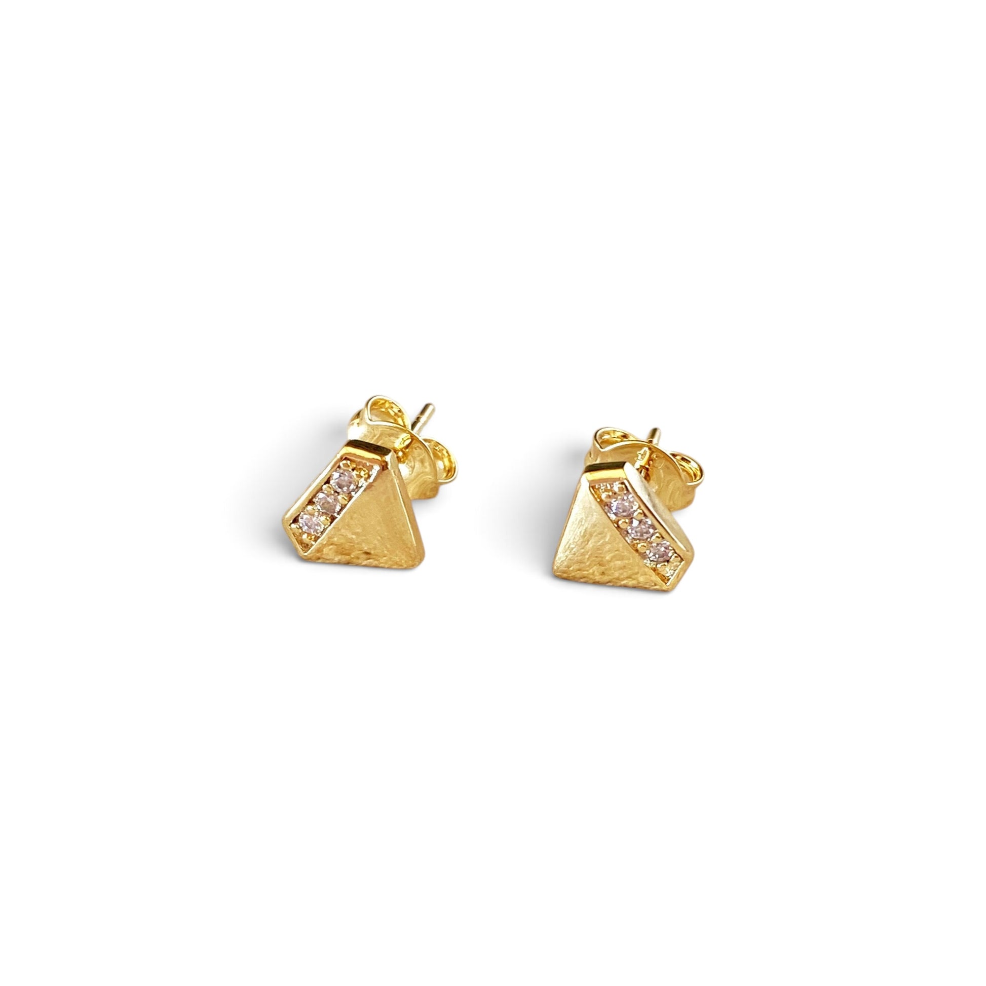 Diamond Shape CZ 18K Gold Filled Stud Earrings