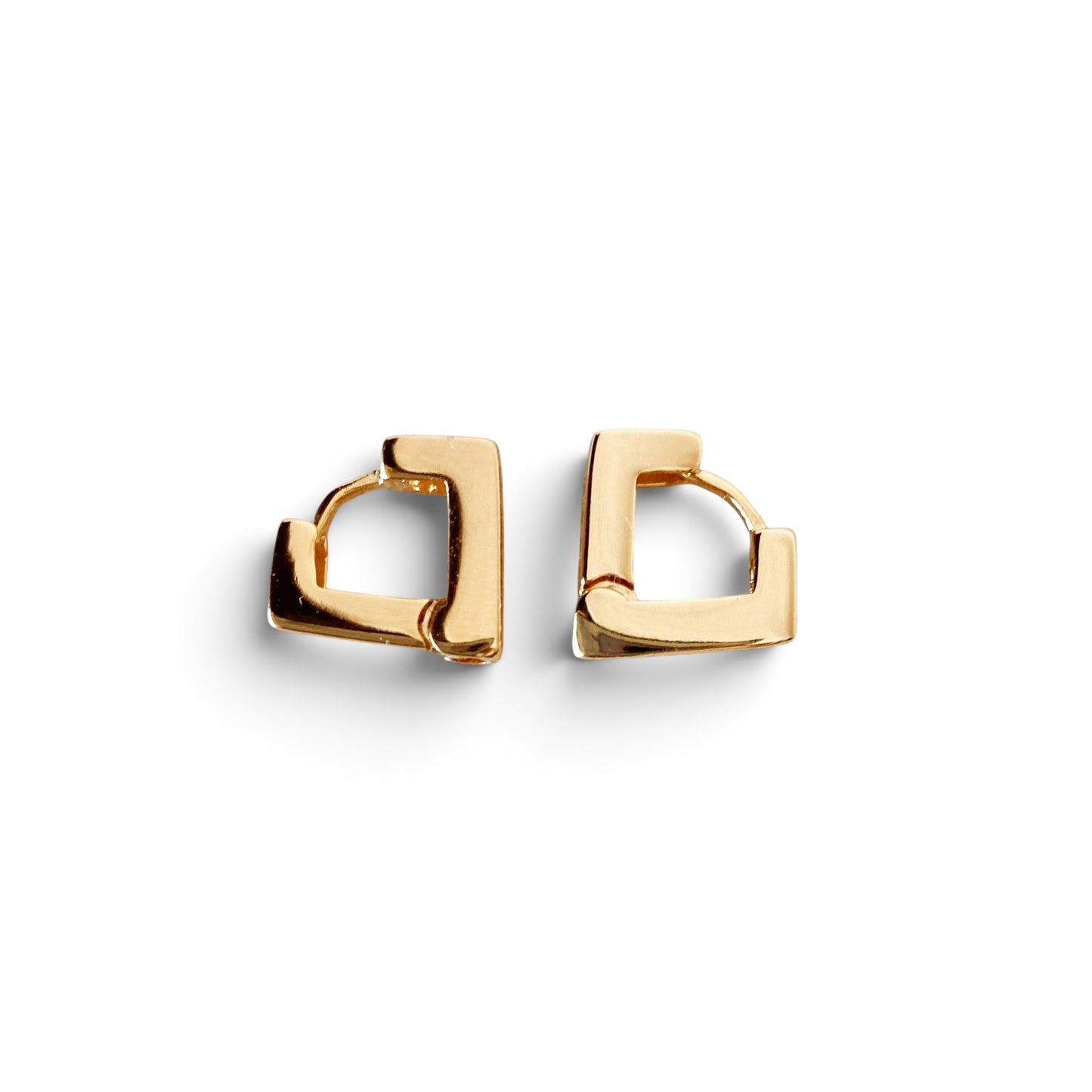 Diamond Shape Polished Huggie Hoop Earrings