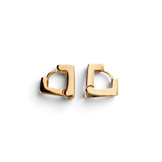 Diamond Shape Polished Huggie Hoop Earrings