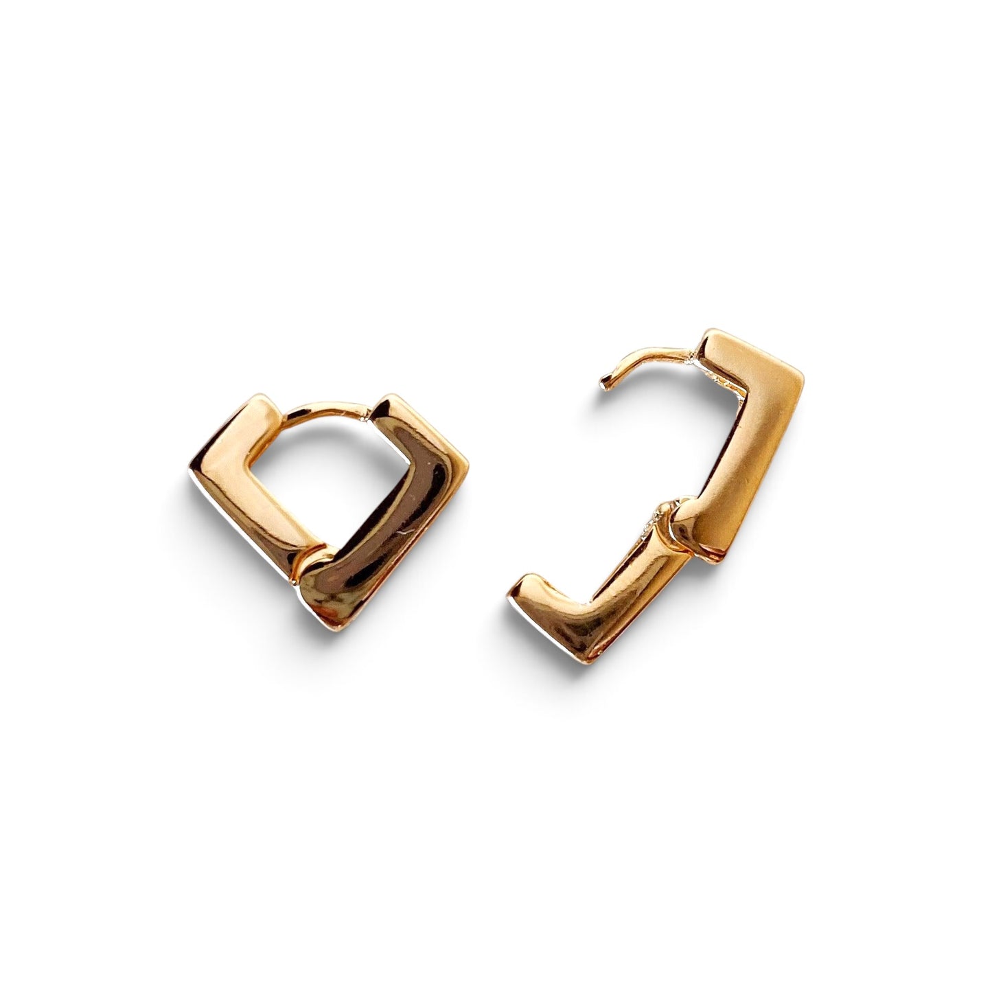 Diamond Shape Polished Huggie Hoop Earrings Open View