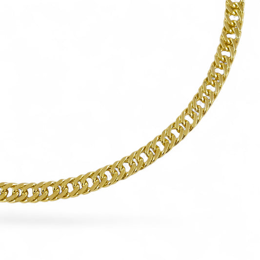 Double Curb Chain 3.25mm 18K Gold Filled Anklet Closeup