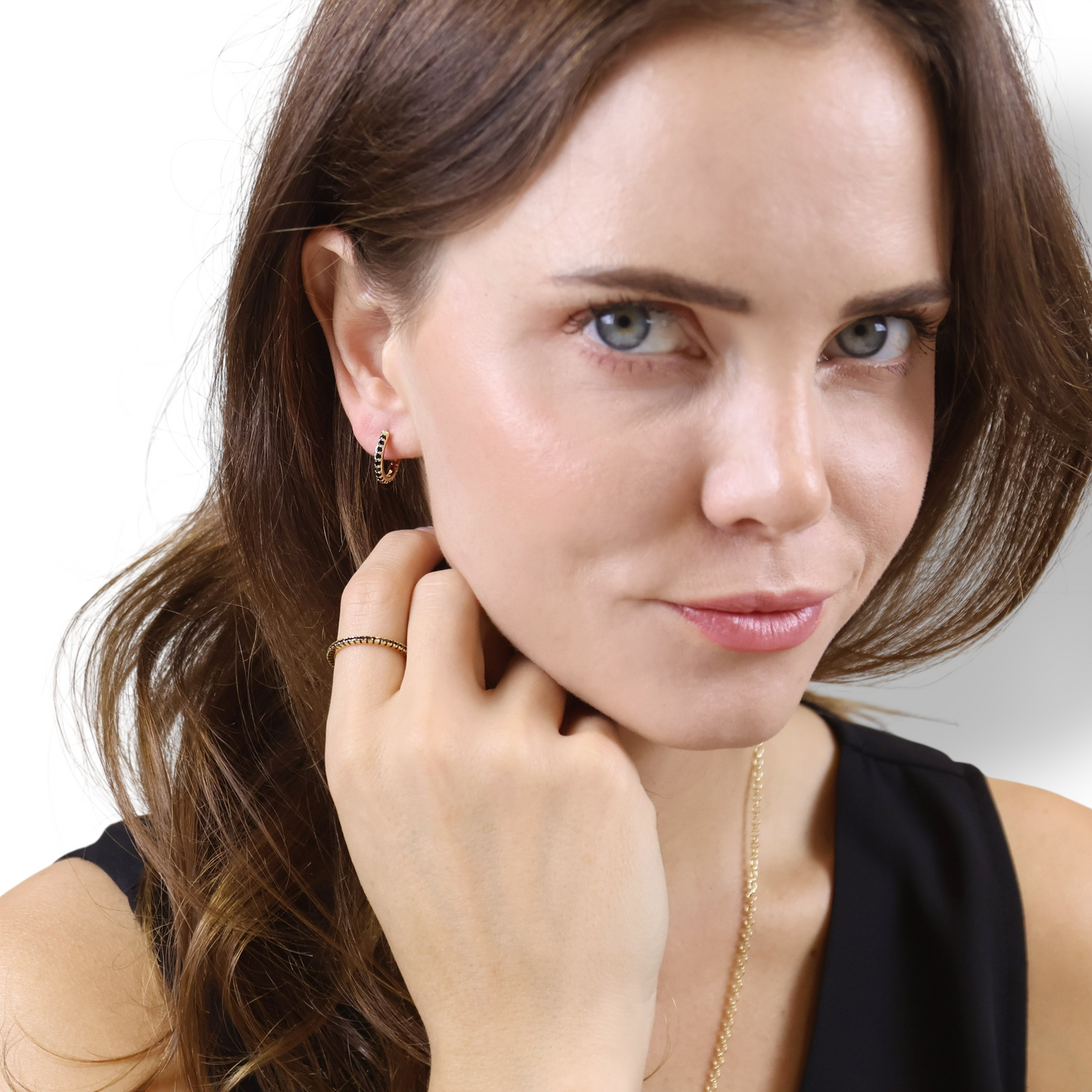 15mm CZ Huggie Hoop 18k Gold Filled Earrings