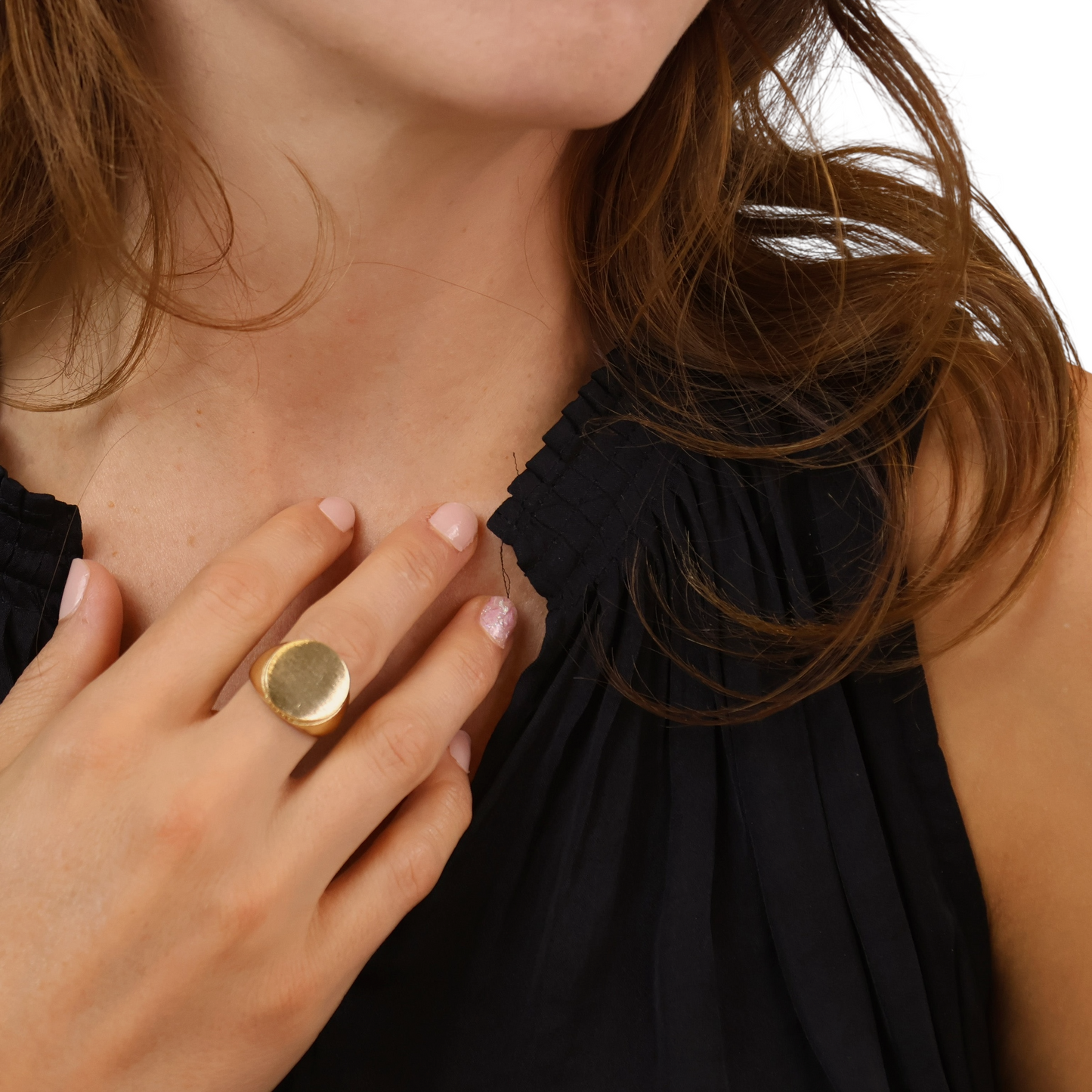 CZ Brushed Dome 18k Gold Filled Ring