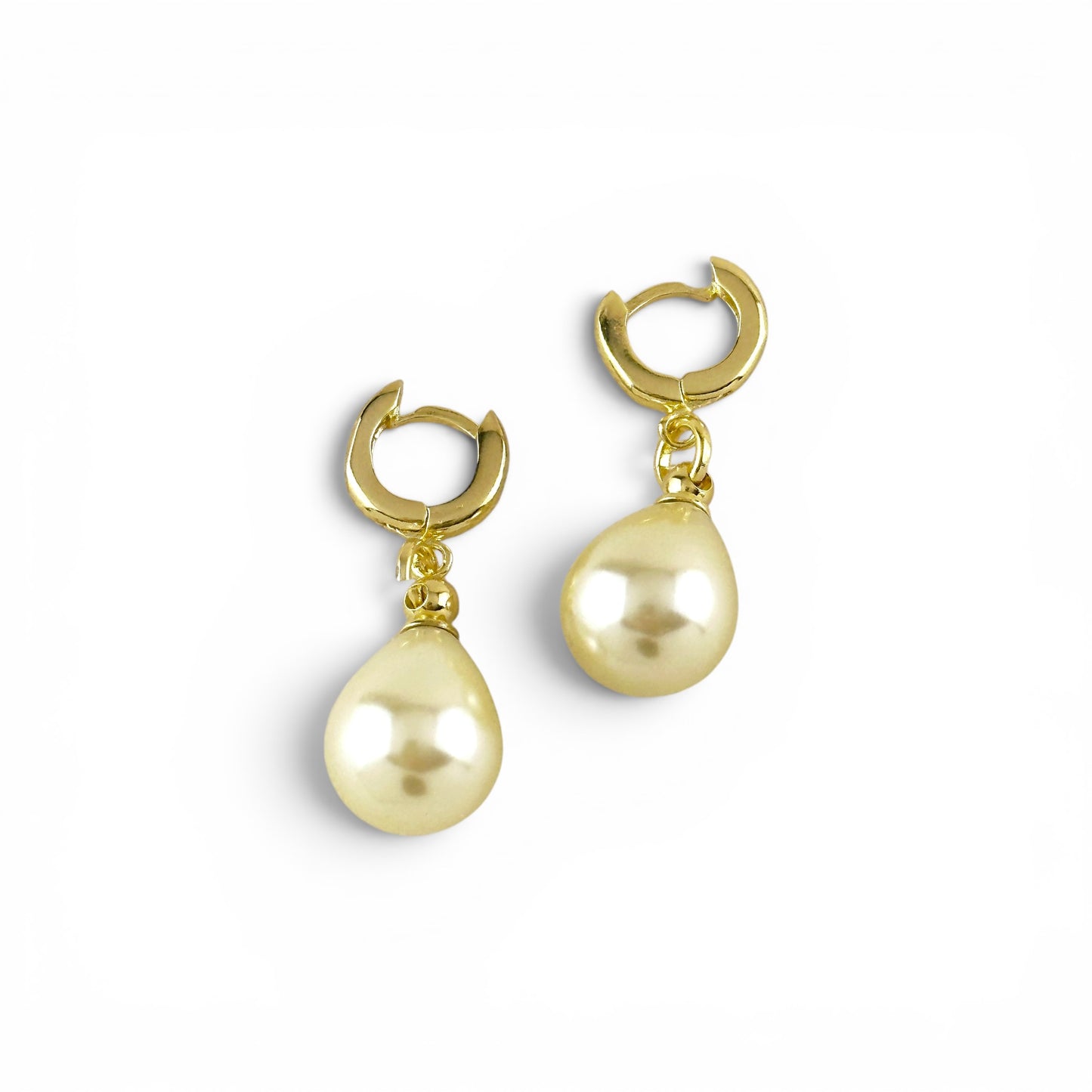 Pearl Drop Hoop 30mm 18K Gold Filled Earrings