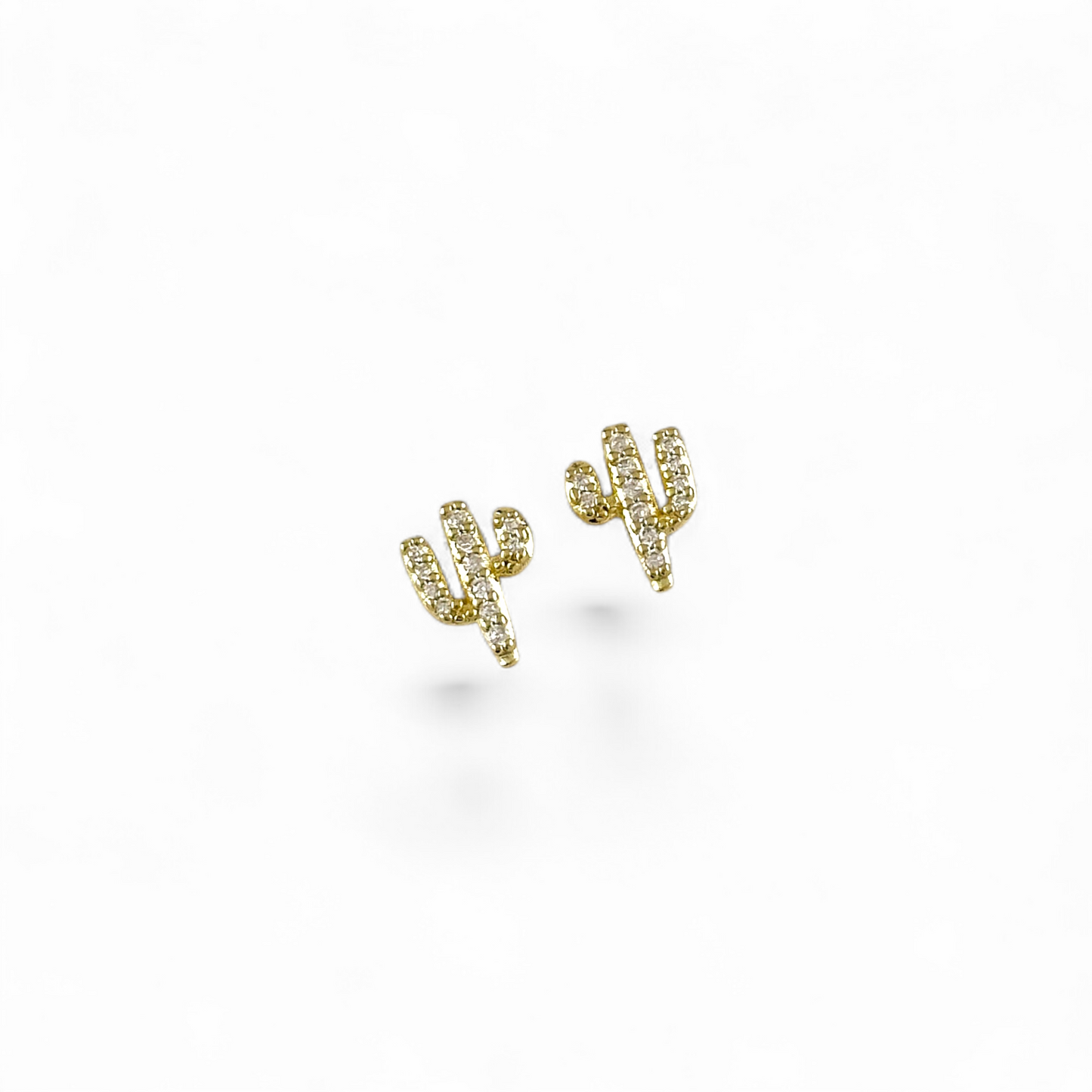 10mm Cactus with CZ Detail 18K Gold Filled Stud Earrings