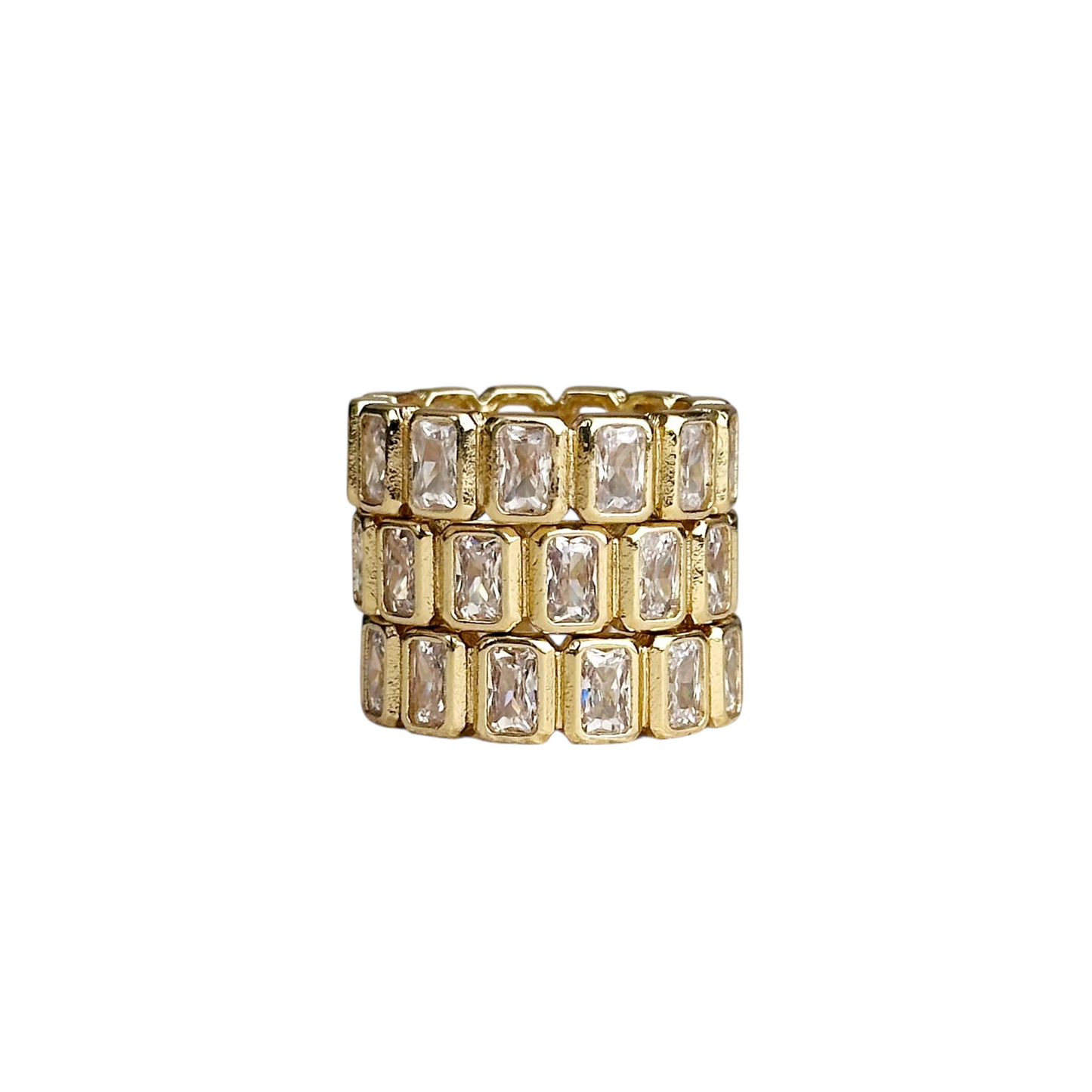 Emerald Cut CZ Eternity Band 18k Gold Filled Ring