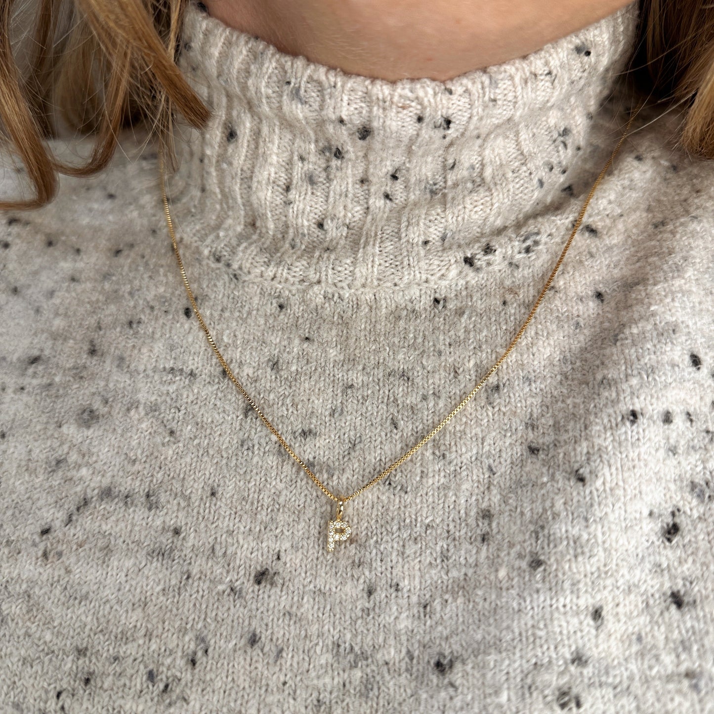 12mm Pavé Initial Letter 18k Gold Filled Charm