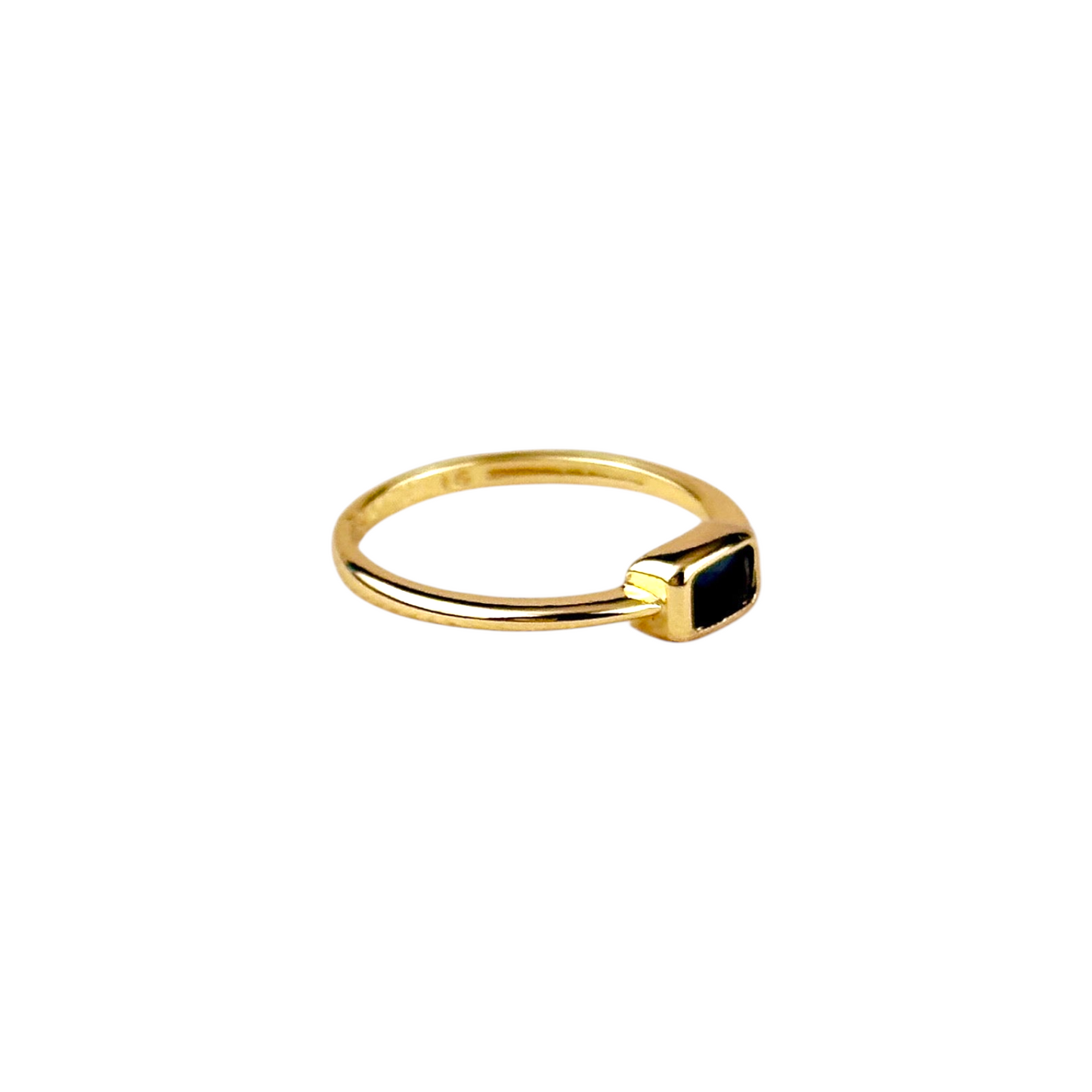 Rectangle CZ Solitaire 18k Gold Filled Ring