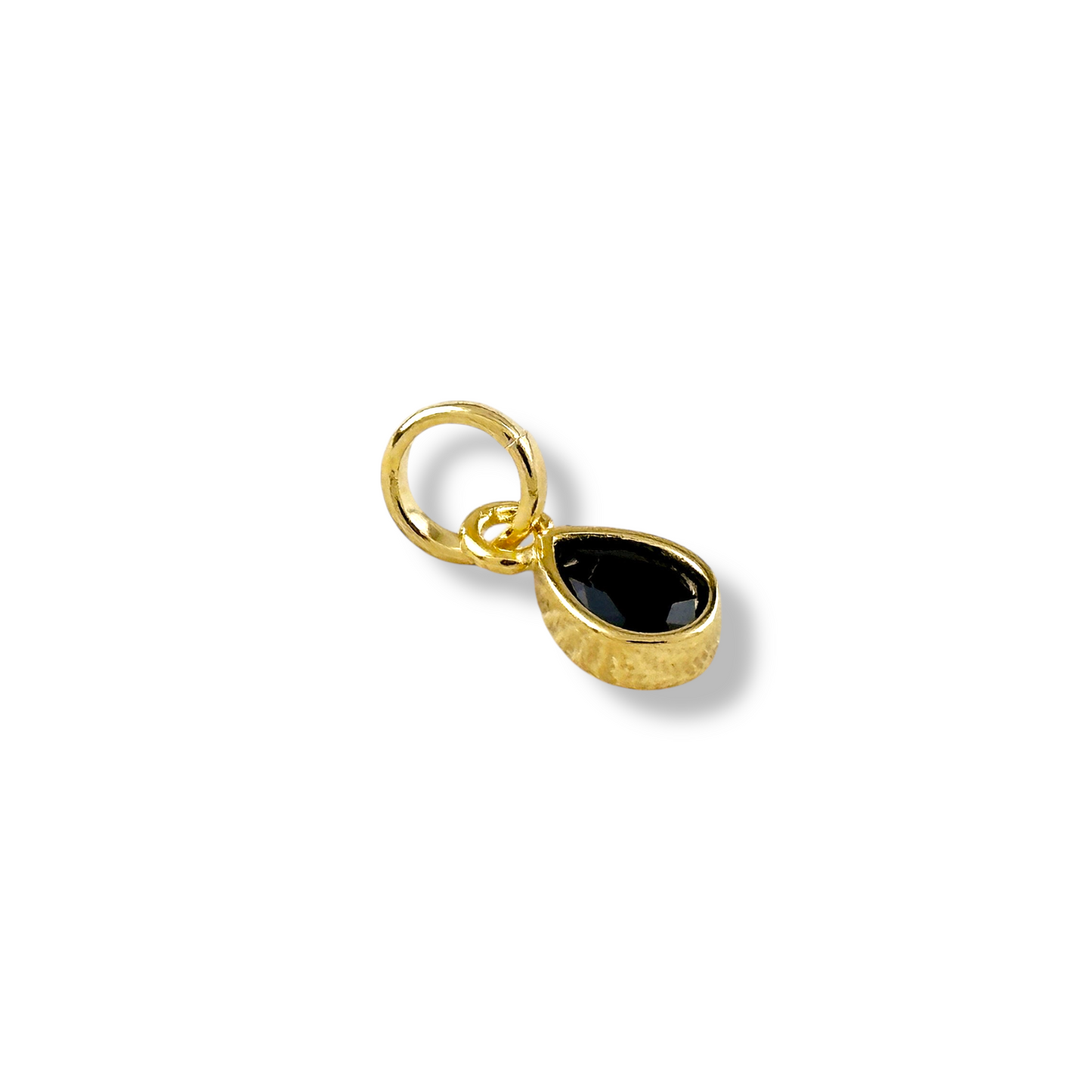 Birthstone Bezel Teardrop CZ 13mm 18K Gold Filled Charm