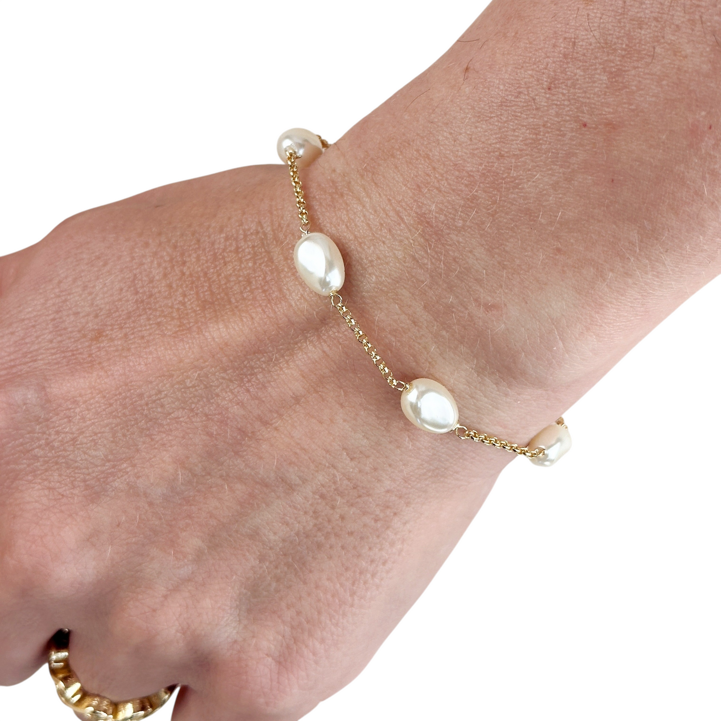 Baroque Pearl Station 18k Gold Filled Bracelet