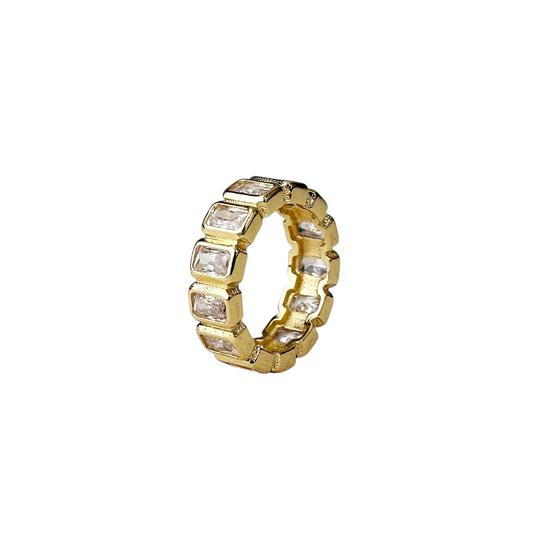 Emerald Cut CZ Eternity Band 18k Gold Filled Ring