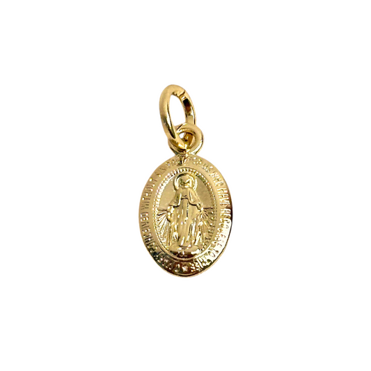 15mm Double-Sided Lady of Grace Medal 18k Gold Filled Pendant