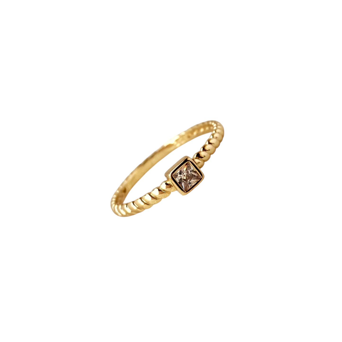 CZ Twisted Solitaire 18k Gold Filled Ring