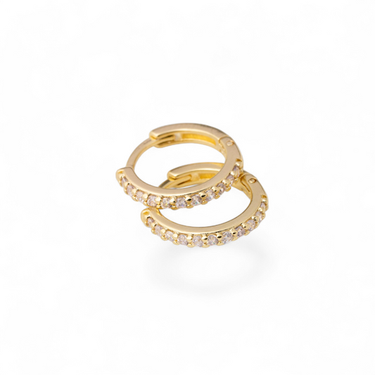 15mm CZ Huggie 18K Gold Filled Hoop Earrings